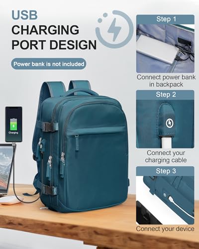VGCUB Travel Backpack for Women Men Large Work Gym Frontier Airlines Personal Item Bag Business Airport lightweight Daypack Carry on Flight Approved Airplane Backpack Mochilas de Viaje Peacock Blue3