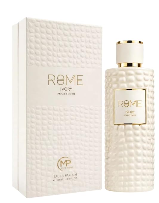 ROME IVORY Pour Femme Eau De Parfum, Oriental Scent, Spray, Decorative Glass Bottle, 3.4 Fl Oz