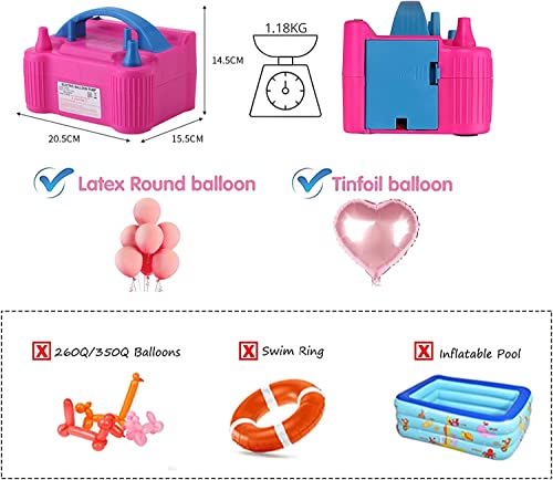 Image of Electric Air Balloon Pump with 2 Tiebackers, 600W Double Nozzle Electric Balloon Inflator, Automatic and Semi-Automatic Mode, for Party Decoration, Birthday, Weddings and Festivals