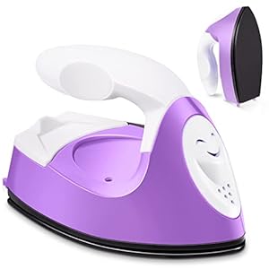 Mini Craft Iron Mini Heat Press Mini Iron Portable Handy Heat Press Small Iron with Charging Base Accessories for Beads Patch Clothes DIY Shoes T-Shirts Heat Transfer Vinyl Projects (Purple)