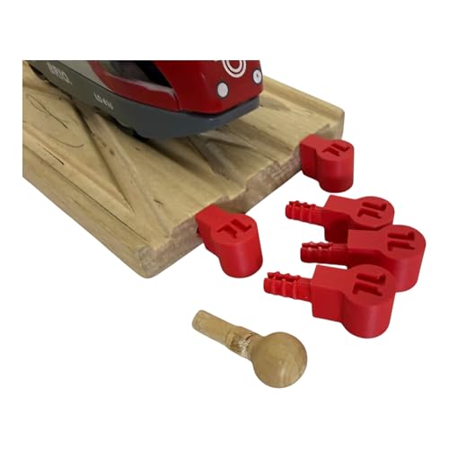 Trainlab.com Pegbones for Repairing Broken Wooden Railway Connectors Compatible with BRIO and Thomas Tracks (5pcs) (Red)