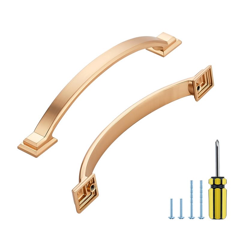 Ravinte Hardware 25 Pack Cabinet Handles 5 Inch(128mm) Cabinet Pulls Brushed Brass, Kitchen Door Handles Cabinet Door Handles Kitchen Handles for Cabinets