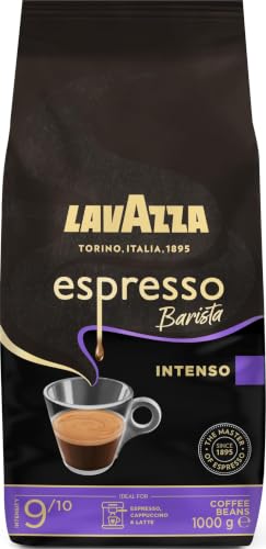 Lavazza, Espresso Barista Intenso, Café en Grano Natural Tostado, Ideal para Máquina de Café Espresso o Superautomática, con Notas Aromáticas de Cacao y Madera, Intensidad 9/10, Tueste Medio, 1 kg