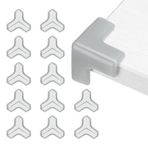 Image of uxcell Corner Protectors, 12 Pcs Table Corner Protectors, Furniture Corner Guard and Edges Safety Bumpers for Table Edges and Sharp Corners (T-Shaped, Grey)