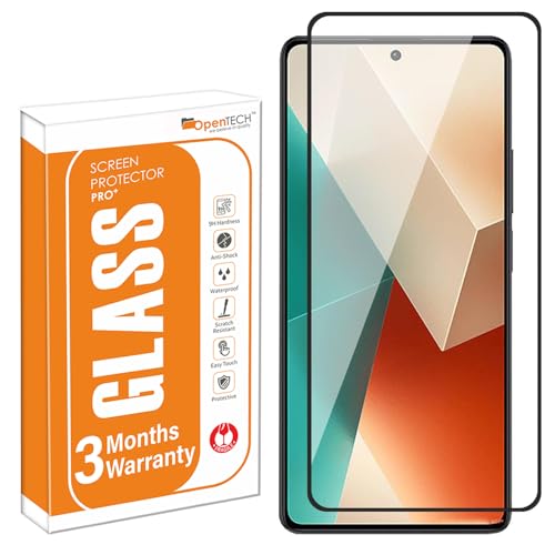 OpenTech® Military-Grade Tempered Glass Screen Protector Compatible for Xiaomi Redmi Note 13 / Redmi Note 13 Pro with Edge to Edge Coverage and Easy Installation kit