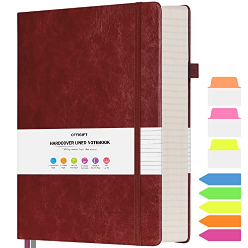 College Ruled Notebook, Large B5 Hardcover Leather Journal, 312 Numbered Pages Writing Journal, 100Gsm No Bleed Paper, Lined Journal Notebook For Women Men School Office, 7.6'' X 10'', Burgundy #TOP7