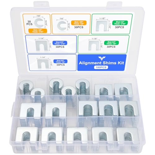 Body Alignment shims Kit 180Pcs C-Type U-Type - Fender Camber Caster Adjustment shims 1/16 1/8 Inch 3/8 1/2 Slot for Car Truck SUV Control Arm Suspension Alignment