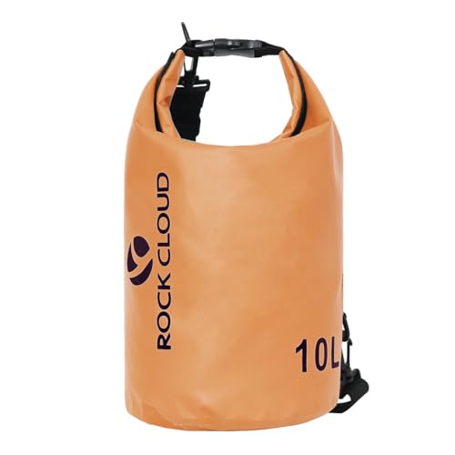 ROCK CLOUD Dry Bag Waterproof 10L Dry Sack for Kayaking Rafting Boating Beach Surfing Swimming Canoe Camping Hiking Fishing Ski, Orange