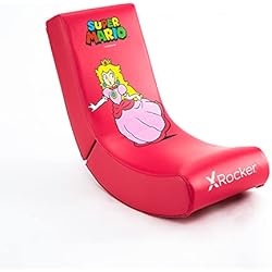 X Rocker Officially Licensed Nintendo Super Mario Bros Video Rocker Gaming Chair for Juniors, Folding Rocking Seat- JOY Collection (Pink, Princess Peach)