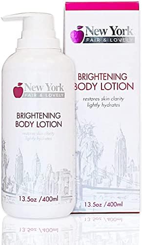 New York, Fair & Lovely, Skin Brightening Body Lotion - 13.5 Fl oz / 400 ml – Hyperpigmentation Body Cream, Helps to Reduce Dark Spot on: Body, Knees, Elbows, Hands, Underarms, with Shea Butter & Alpha Arbutin