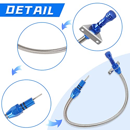 Yeshma TF-1022-BL-XZ Transmission Dipstick Stainless Braided Hose Th350 Th-400 700R4 Tranny Sbc Bbc 530Mm Compatible thumb #1