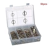 Viene 4 Popular Tamaños GCDN 50 Piezas/Set Pasador de Bloqueo Kit,Granja Remolque Lynch Pin,Anillo Forma Automóvil,Antioxidante Cerradura Seguridad Clavijas para Coches Camión Cuatrimotos Lawn Cortacésped,Tractor y Otros