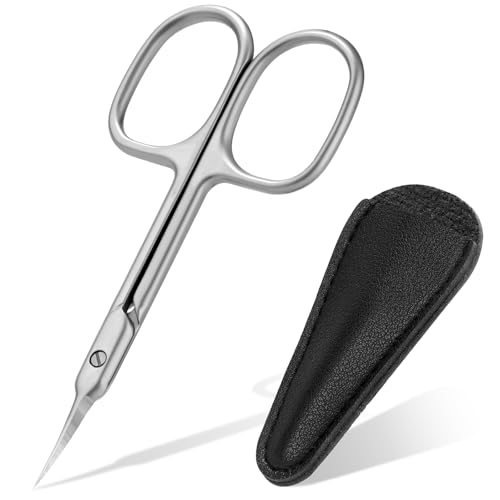 ESVIENS Cuticle Scissors Extra Fine Curved Nail Scissors for Men Women Professional Small Grooming Scissor for Eyebrow Eyelash Manicure and Pedicure (Matte)