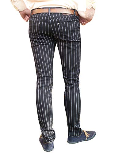 Mens Retro Pin Striped Pants Black Pinstripe Mod Trousers2