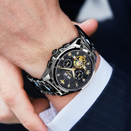 Image of OLEVS Automatic Men Watches Mechanical Luxury Self Winding Wrist Watch Stainless Steel Waterproof Wrist Watches
