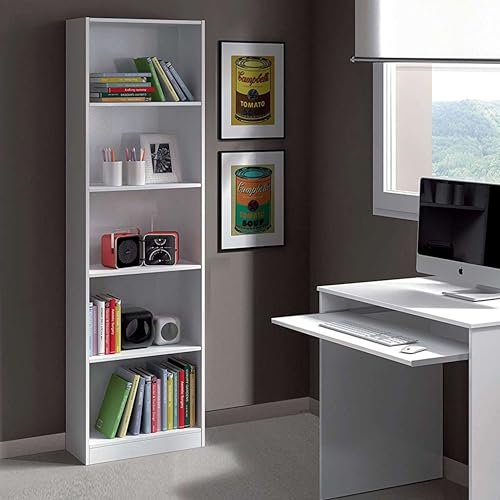 Habitdesign Estantería Juvenil 6 baldas, Librería Vertical, Modelo I-Joy, Acabado en Color Blanco Artik, Medidas: 180 cm (Alto) x 52 cm (Ancho) x 25 cm (Fondo) - imagen 2