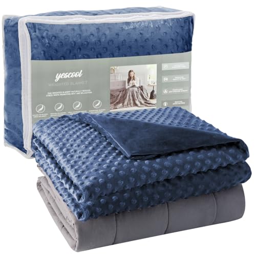 Image of yescool Weighted Blanket with Cover (10 lbs, 41 inch x 60 inch, Cobalt Blue) Heavy Blanket for Sleeping Perfect for 60-90 lbs, Breathable Blanket with Premium Glass Bead, Machine Washable