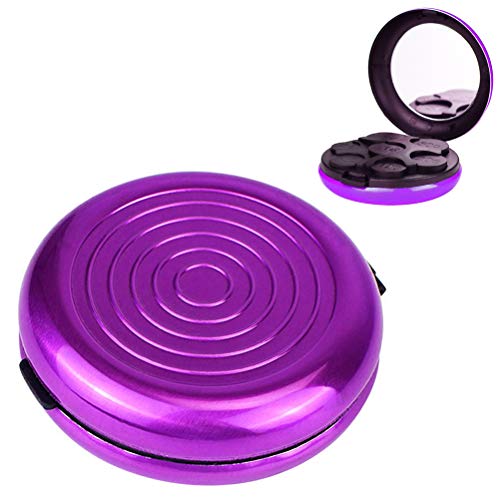 CJMING Caja De Almacenamiento De Monedas, Caja De Almacenamiento De Monedas Redonda, Caja De Monedas Pequeña De Aleación De Aluminio, Monedero Portátil, 8.3 * 2.7cm, Violeta