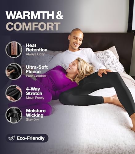 Thermajohn Long Johns for Men, Thermal Underwear for Men Long Underwear Mens Leggings Thermal Pants Cold Weather Bottoms (Black, XX-Large) - Thumbnail 2