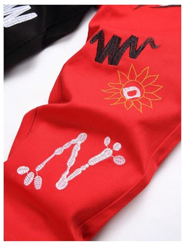 GORGLITTER Boy's Colorblock Embroidered Stacked Jeans Y2K Straight Slim Fit Denim Pants3