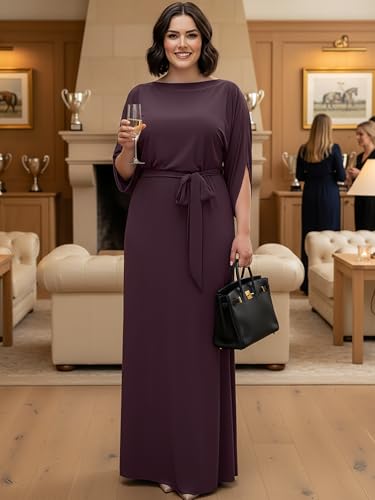 Image of KOH KOH Womens 2026 Flowy Formal Batwing Sleeve Evening Casual Gown