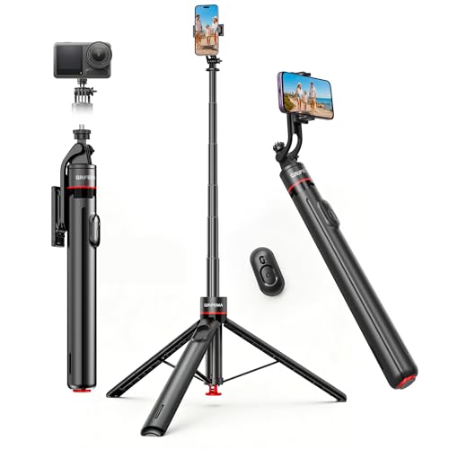 Trípode para móvil automático GRIFEMA de aluminio y palo selfie negro de 175cm