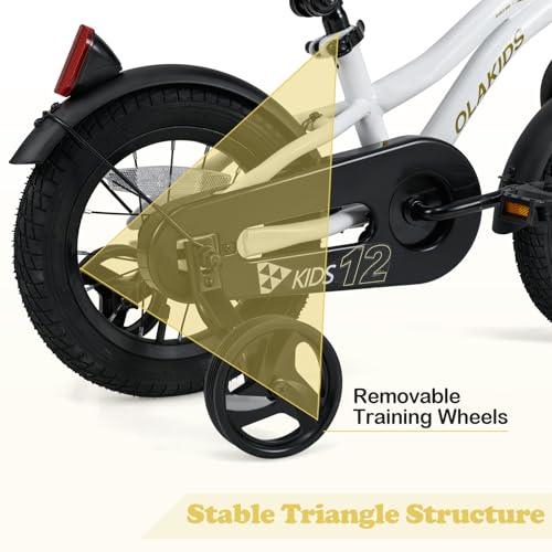 Image of Olakids Kids Bike, 12 14 16 18 Inch Toddlers Bike with Training Wheels Safety Bell Adjustable Seat and Handlebar, Handbrake and Coaster Brake, Children's Bicycle for Boys Girls