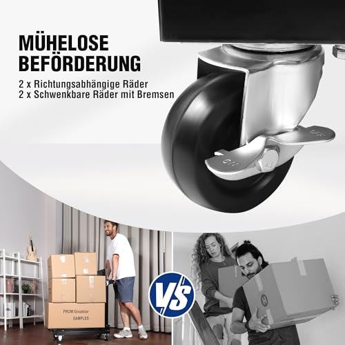 WORKPRO Servierwagen 3-in-1, Klappbarer Wagen 3 Etagen, Rollwagen klappbar, Dienstwagen mit Rädern, für Küche, Hotel, Werkstatt, Kunststudio und Galerie