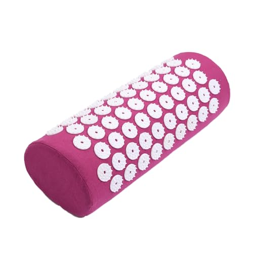 指圧マット 瑜伽? 腹筋ローラー マット 足裏マッサージ 足つぼ 指圧板スパイクヨガ マッサージリラクゼーションを逃がし痛み鍼と枕 指圧と枕のセット グレー 背中/首 サポート 筋肉をリラックス -ネイルマッサージピローパッド (ローズレッド,枕)