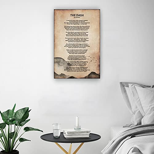 The Dash Wall Art Vintage Poem Quote Posters For Home Print Bathroom Picture Gifts Wall Artwork Decorative Canvas For Bedroom Painting Oil Modern House Decorations Canva Photos (12X18Inch(30X45Cm),Unframed) #TOP2
