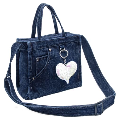 Image of SoonerCozer Crossbody Denim Purse Fashion Small Hobo Bag Stylish Handbag Tote Bag for Women