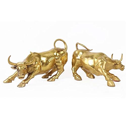Estatua toro decoración de bronce dorado pequeña miniatura 6