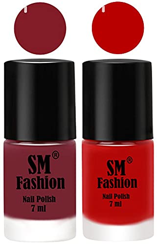 Image of Long Lasting Nail Polish | Nail Paint Combo 7 ml Each) - Set of 2 Lip-Red
