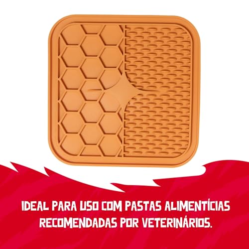 Tapete de Lamber Comedouro Lento pra Cães e Gatos Laranja