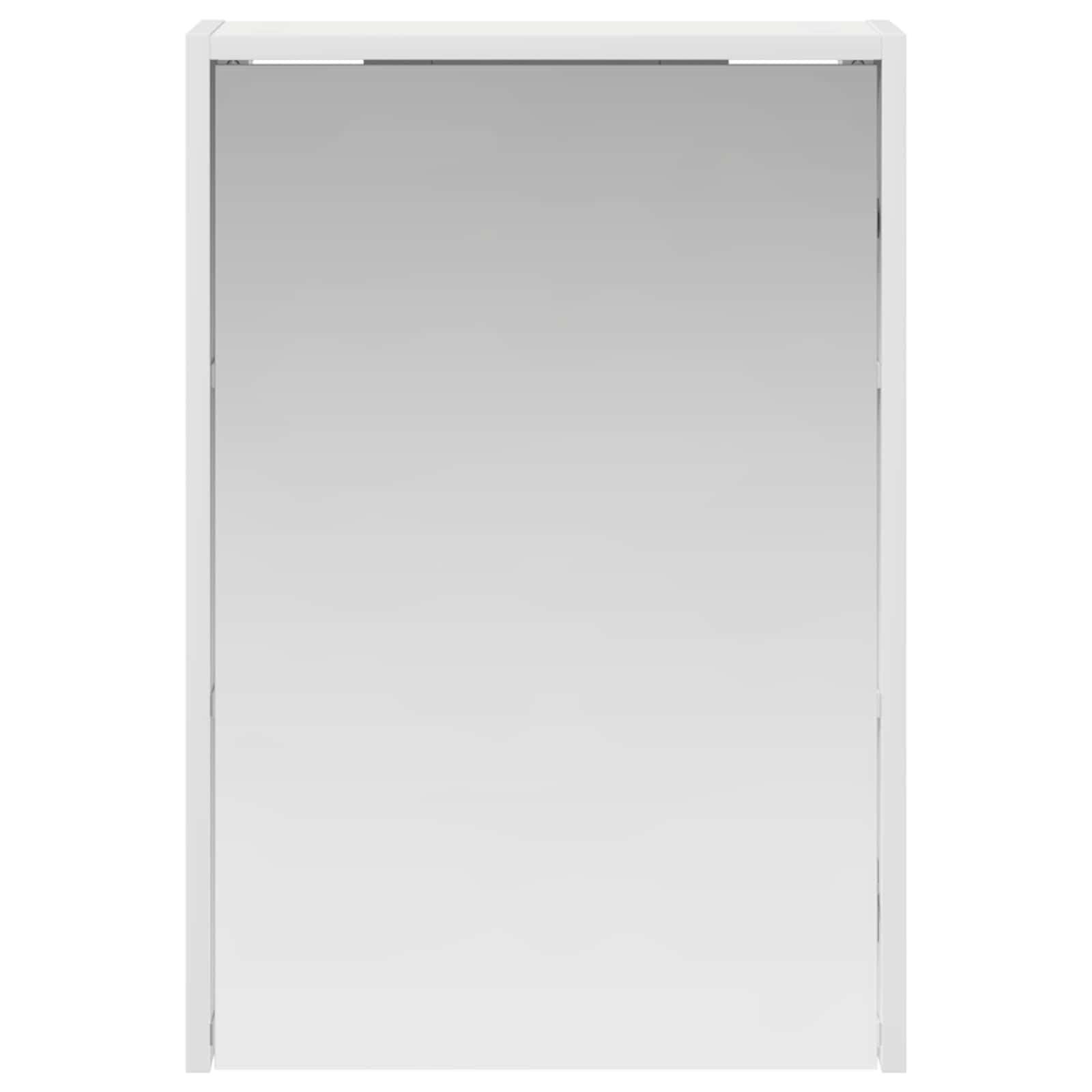 Armadietto da bagno a specchio bianco in legno 43 x 16 x 62,5 cm con porta, 2 ripiani regolabili, da appendere alla parete per lavabo, mobili da bagno, vano portaoggetti, cosmetici e
