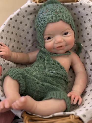 Muñeco bebé silicona realista 33 cm niño abierto boca miniatura 1