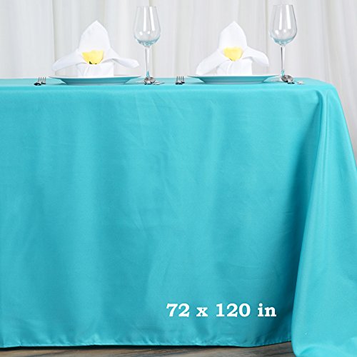 Tableclothsfactory Turquoise 72x120 Polyester Rectangle Tablecloths.