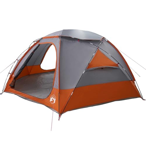 Tienda de campaña con mariposa extraíble de poliéster 185T gris y naranja para 12 personas, con varillas de fibra de vidrio, transpirable, impermeable, resistente al viento, ideal para camping