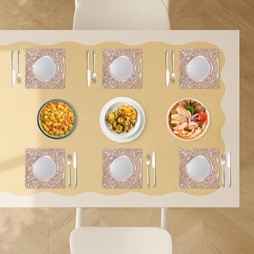 Platos cargadores cuadrados acrílicos rosados, set de 6 miniatura 4