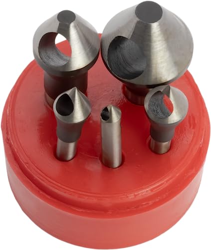 5 pc High-Speed Steel Countersink Drill Bit Set, 60 Countersink Angle, 0 Flute, 1/4