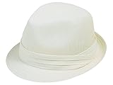 Simplicity Trilby Summer Beach Sun Straw Fedora Hat w/ Band, 742_Ivory S/M