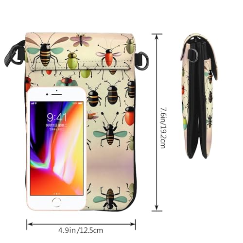 Sac à rabat imprimé insectes pour téléphone en microfibre PU - 4
