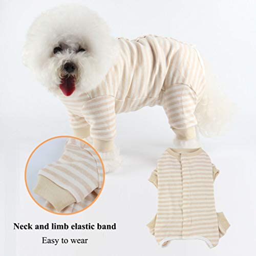 Image of Dog Surgery Recovery Suit Pet Surgical Onesie Long Sleeve After Surgery Wear Pet E-Collar Alternative for Female Male Dog with LegYellow Stripe /X-Large