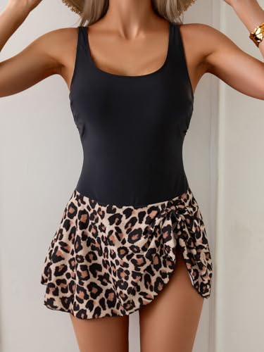 Image of Eomenie One Piece Swimdress Swimsuits for Women Tummy Control Swim Dresses Skirt Bathing Suit