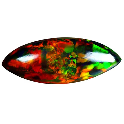 Opale noire naturelle d'Éthiopie de 3.67 ct en taille marquise cabochon pour haute joaillerie