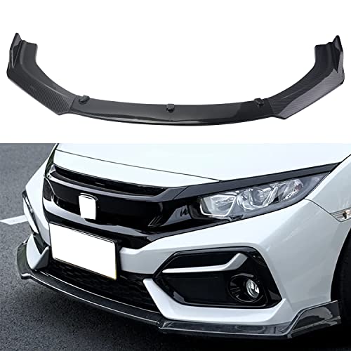 AOKAILI 3PCS Carbon Fiber Front Bumper Body Kit Spoiler Chin Spoiler Front Bumper Lip Compatible with 2016 2017 2018 2019 2020 Civic