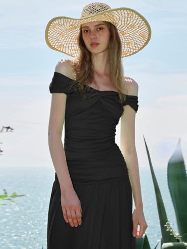 Image of Two Piece Skirt Set for Women - Sexy Sleeveless Spaghetti Strap Pleated Tank Top Maxi Long Skirts Sets
