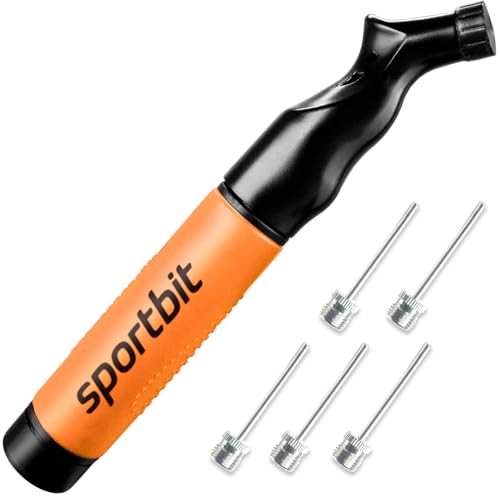 Image of SPORTBIT Ball Pump for Sports Balls - Push & Pull Inflating System - Hand Pump for All Exercise Balls - Volleyball Pump, Basketball Inflator, Football & Soccer Ball Air Pump - Goes with 5 Needles Set