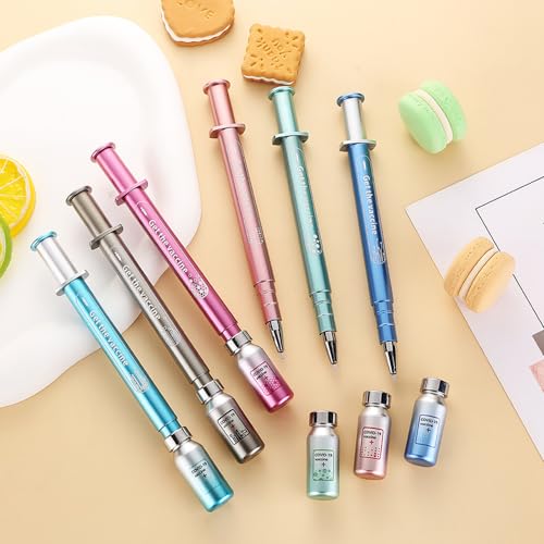 ZORZA 6 canetas criativas de gel de seringa, canetas realistas para enfermeiras, médias, 0,5 mm, tin