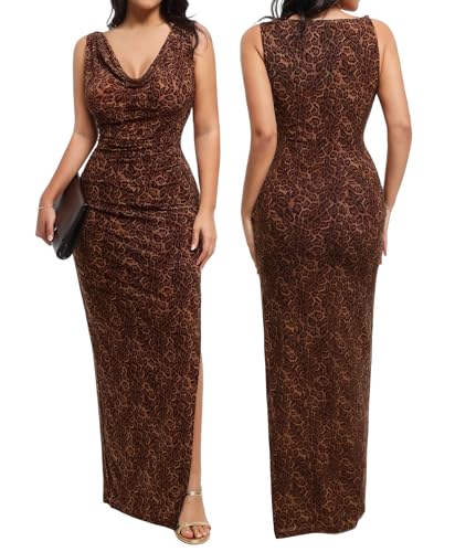 Image of Popilush Maxi Formal Dresses for Women, Shapewear Ruched Dress